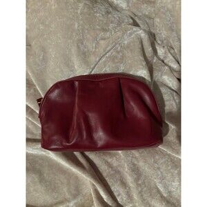 Neiman Marcus red leather hand clutch